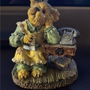 Vintage Bear Figurine with Telephone